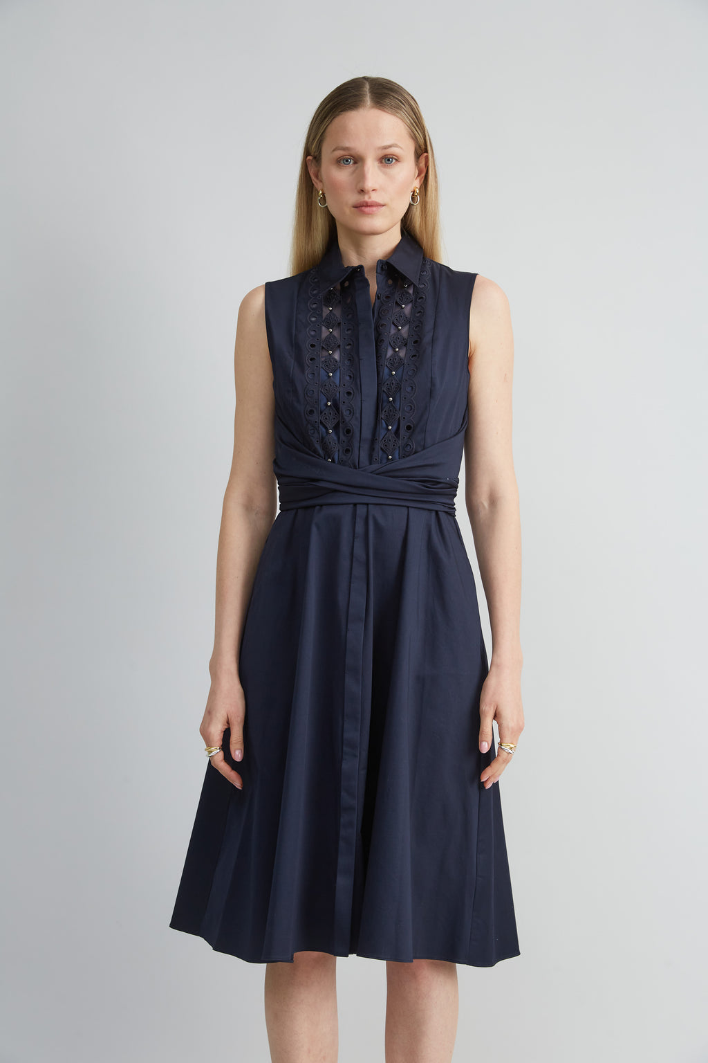 Women Sleeveless Cotton Tie Dress Stargazer | Elie Tahari