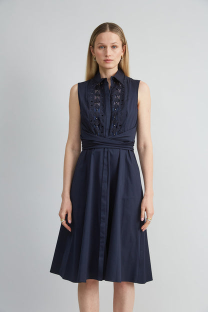 Women Sleeveless Cotton Tie Dress Stargazer | Elie Tahari