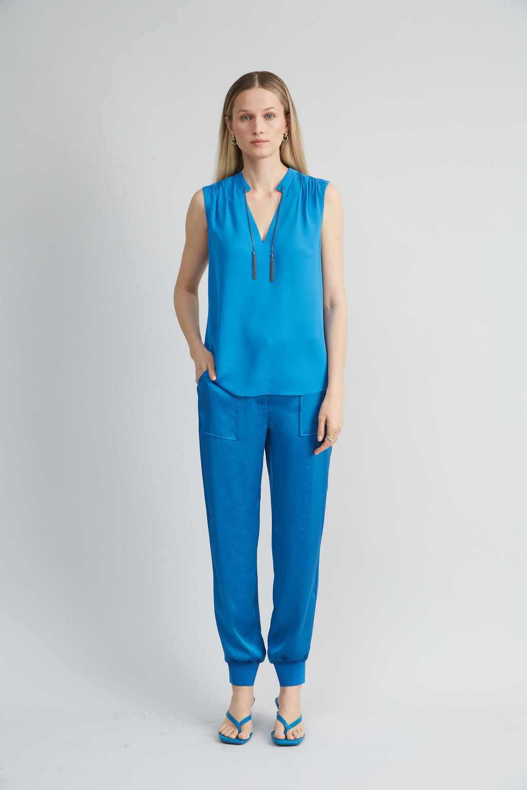 Women Silk Chain Shirt Ocean | Elie Tahari