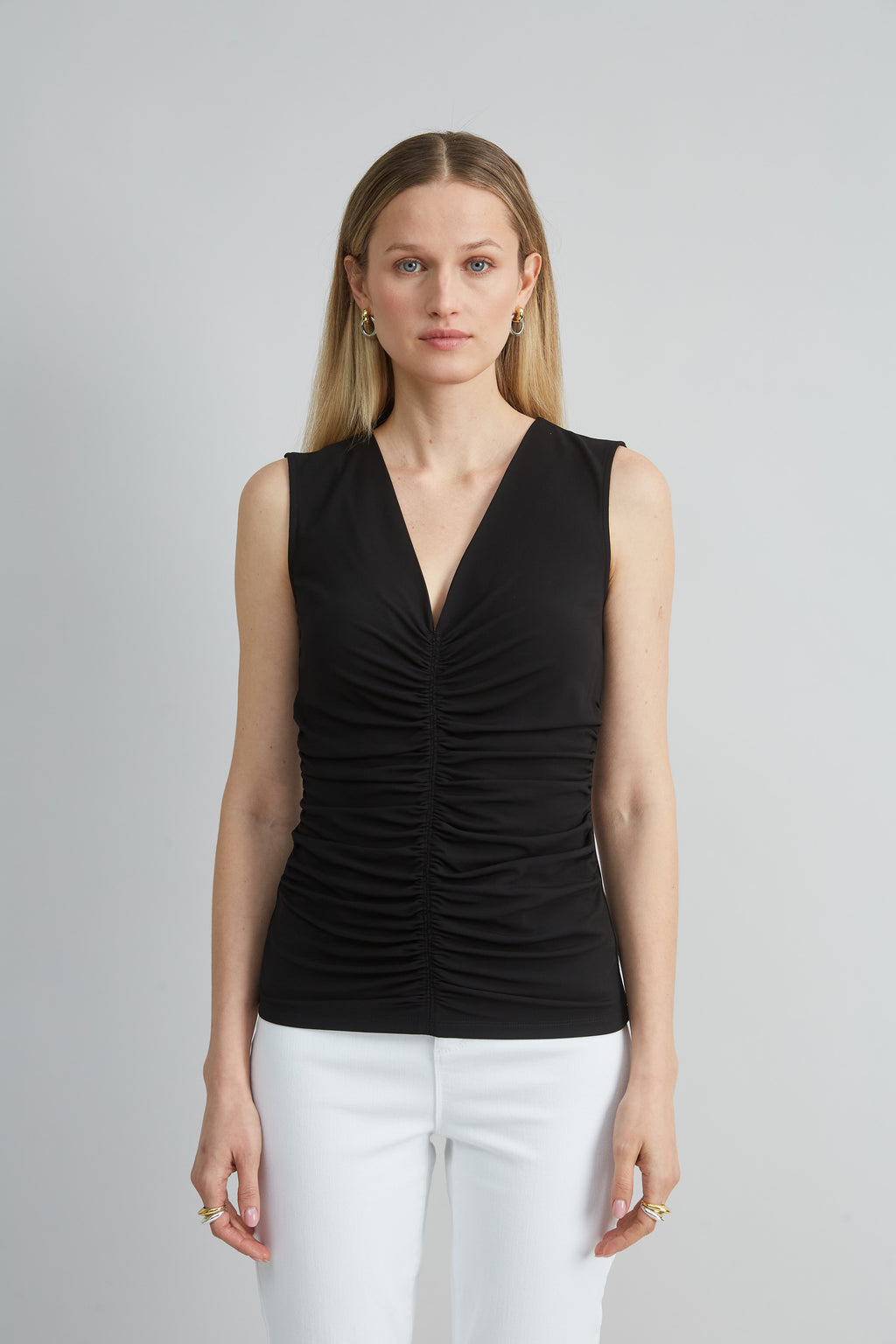 Women Ruched V-Neck Jersey Knit  | Elie Tahari