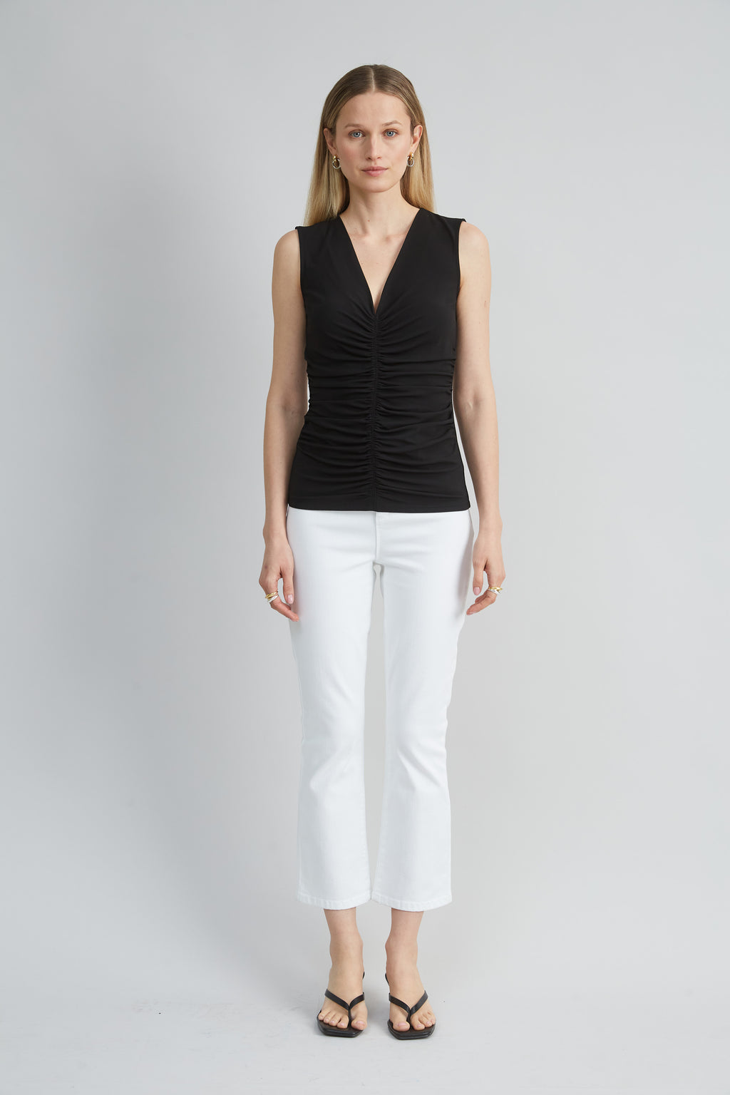Women Ruched V-Neck Jersey Knit  | Elie Tahari