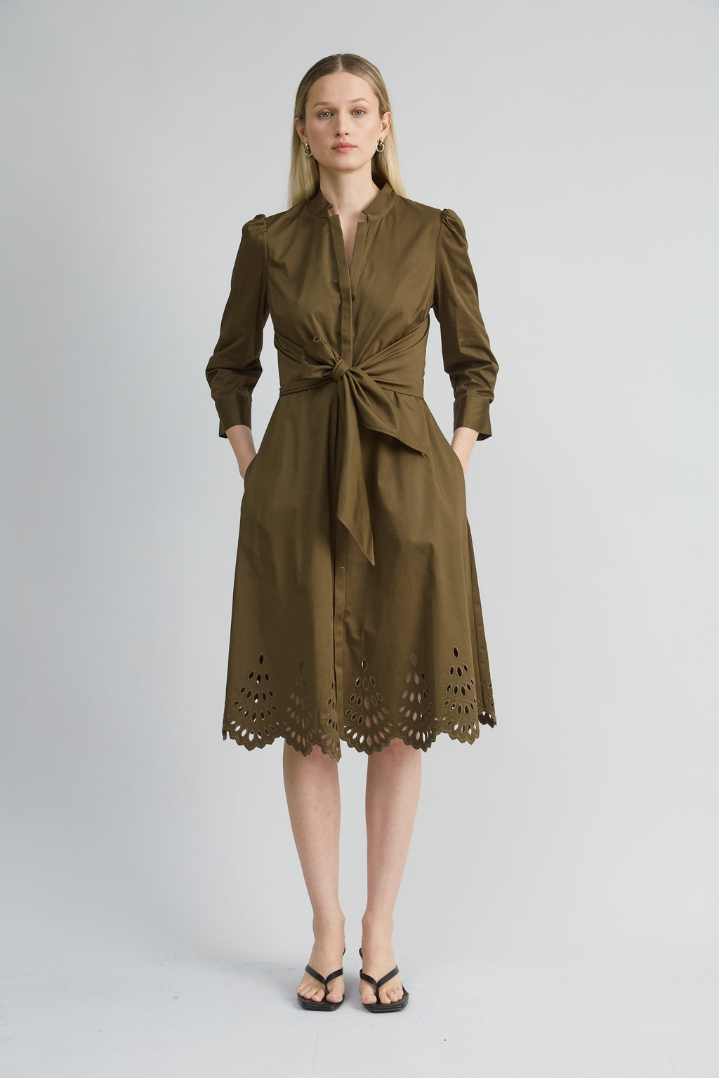 Women Cotton Tie Embroidered Dress Savoy | Elie Tahari