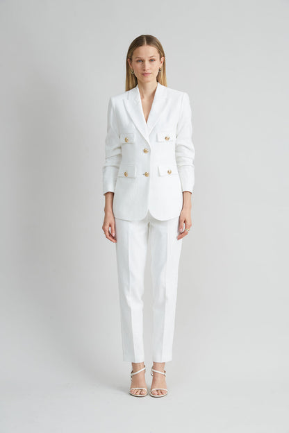 Women Linen Crest Button Blazer  | Elie Tahari