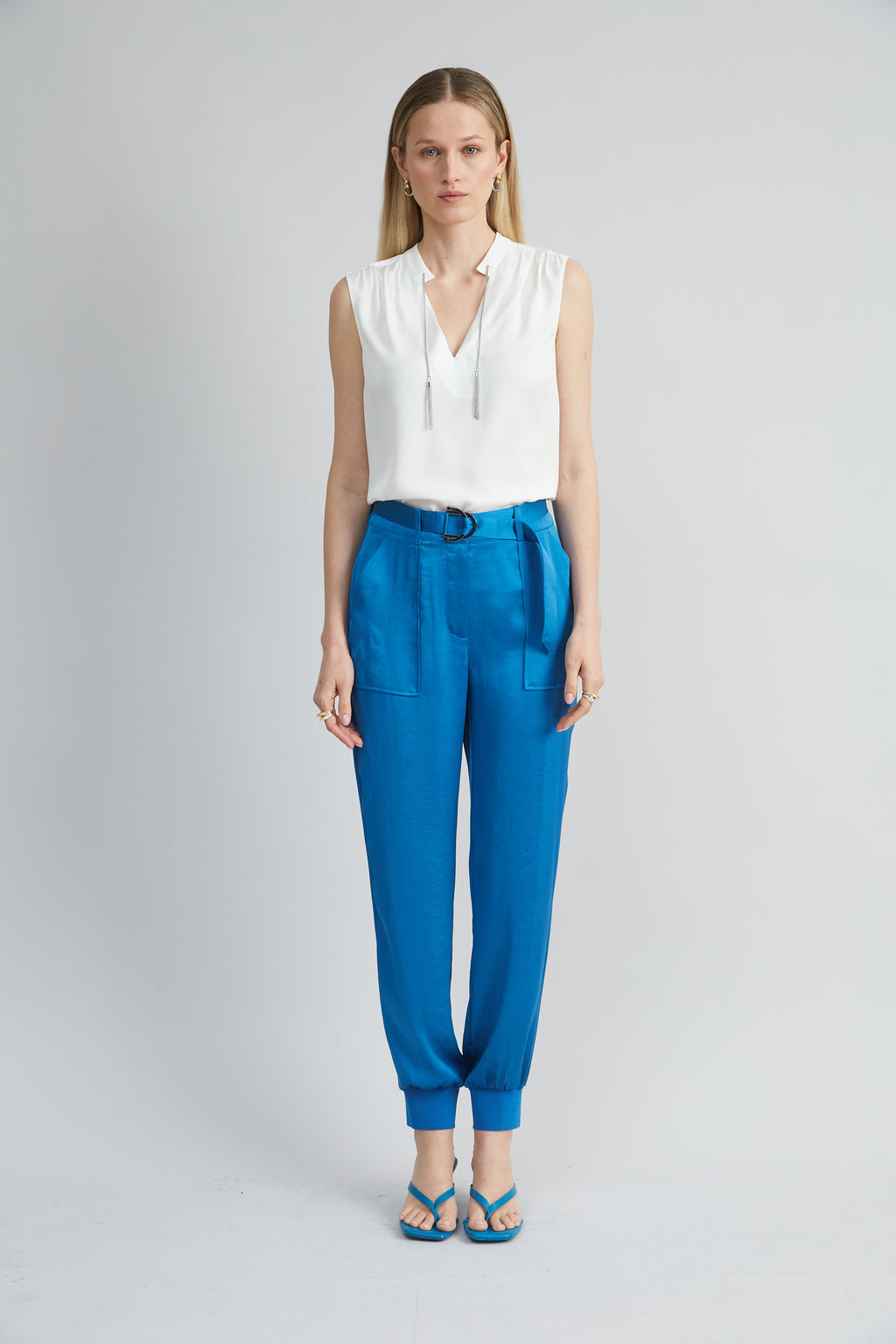 Women Satin Belted Cargo Pant  | Elie Tahari