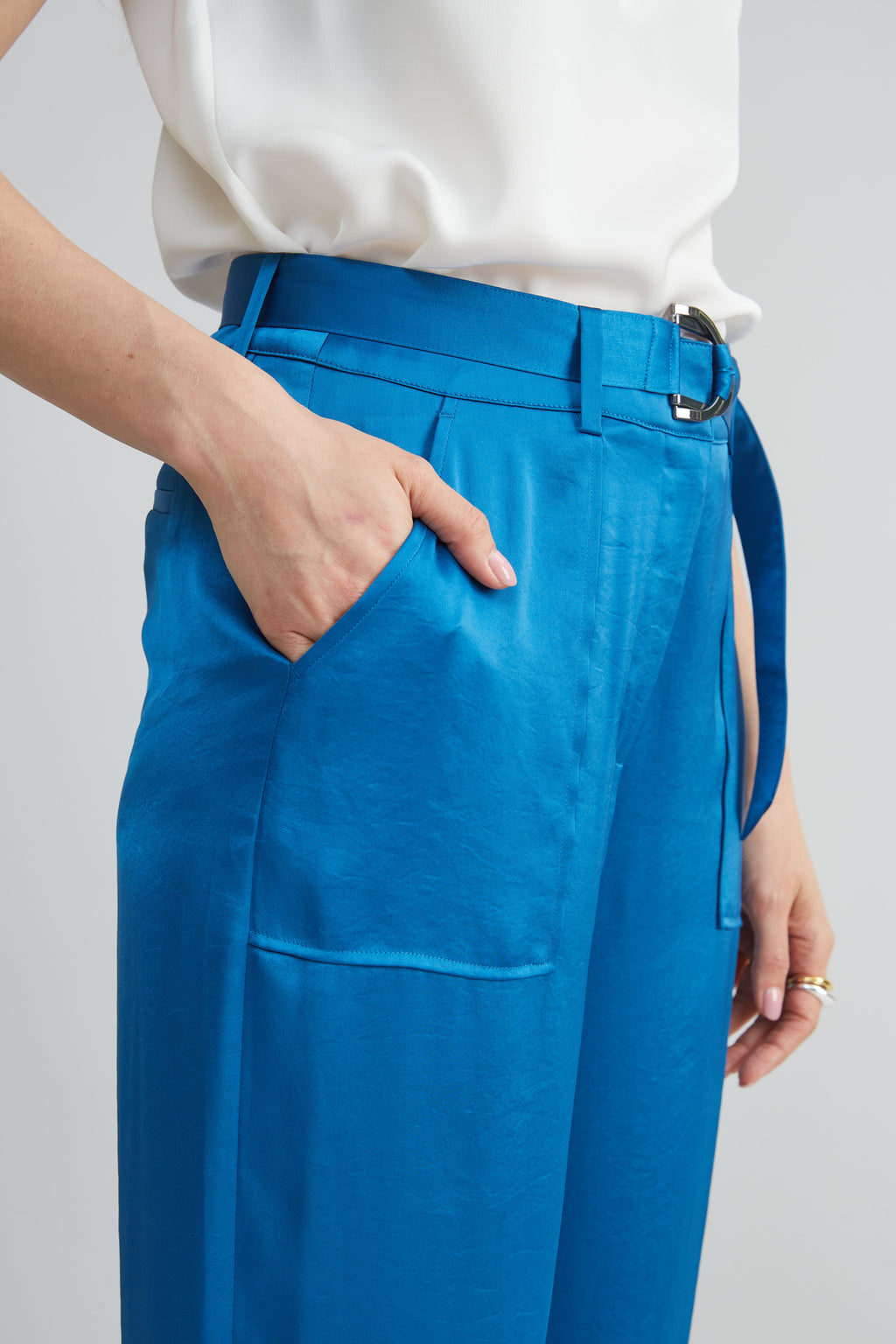 Women Satin Belted Cargo Pant  | Elie Tahari