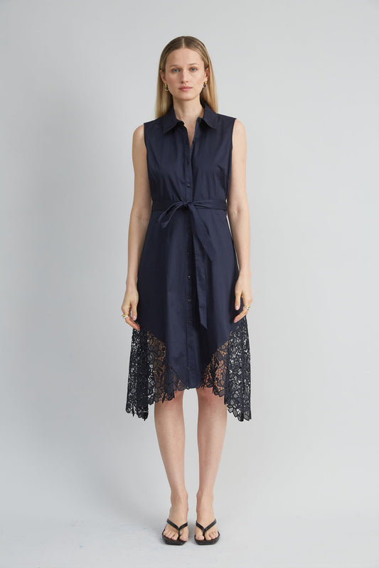 Women Cotton Lace Hem Dress Stargazer | Elie Tahari