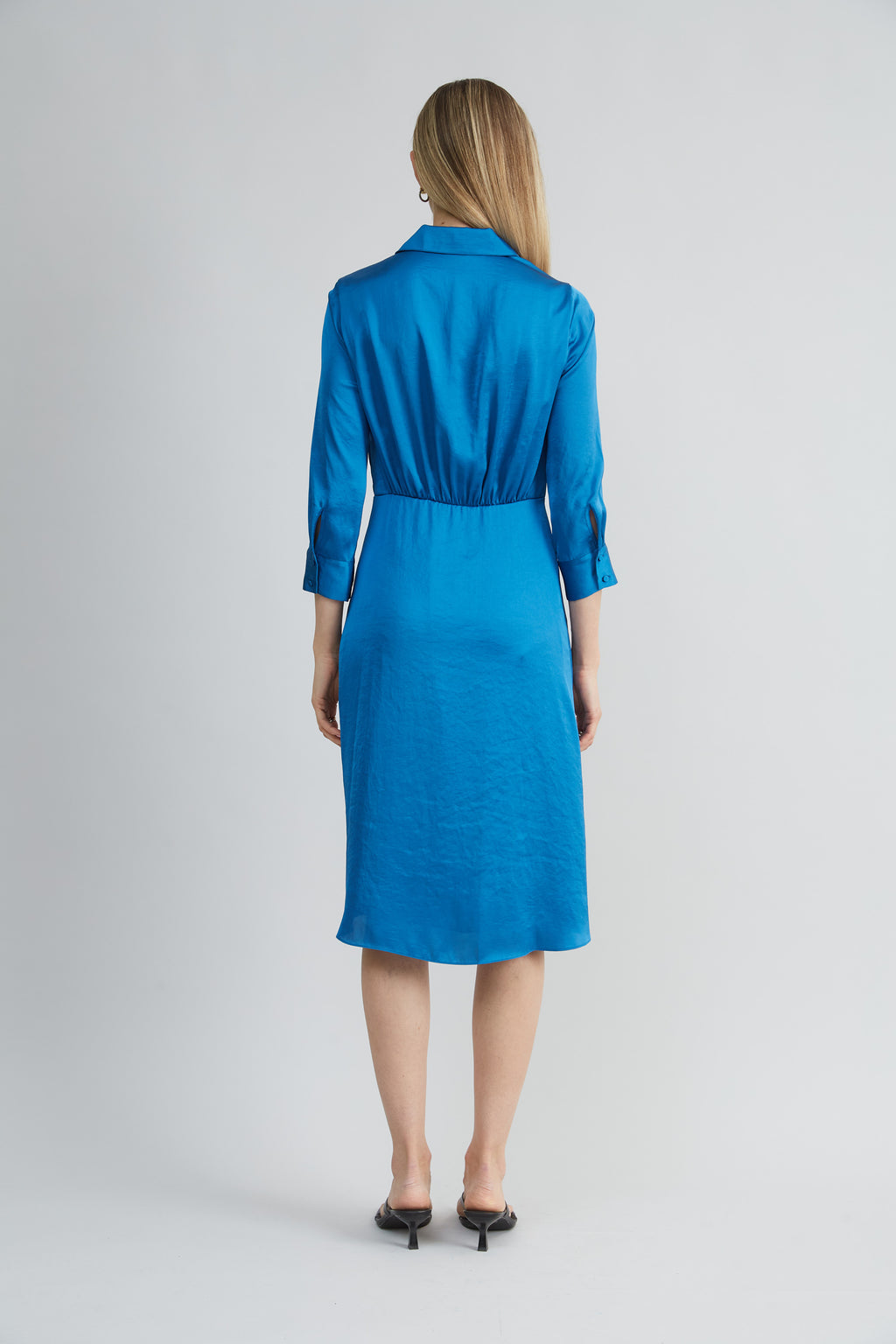 Women Satin Tie Shirt Dress Ocean | Elie Tahari
