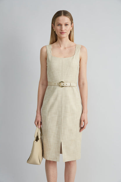 Women Scallop Melange Dress Cashew Melange | Elie Tahari