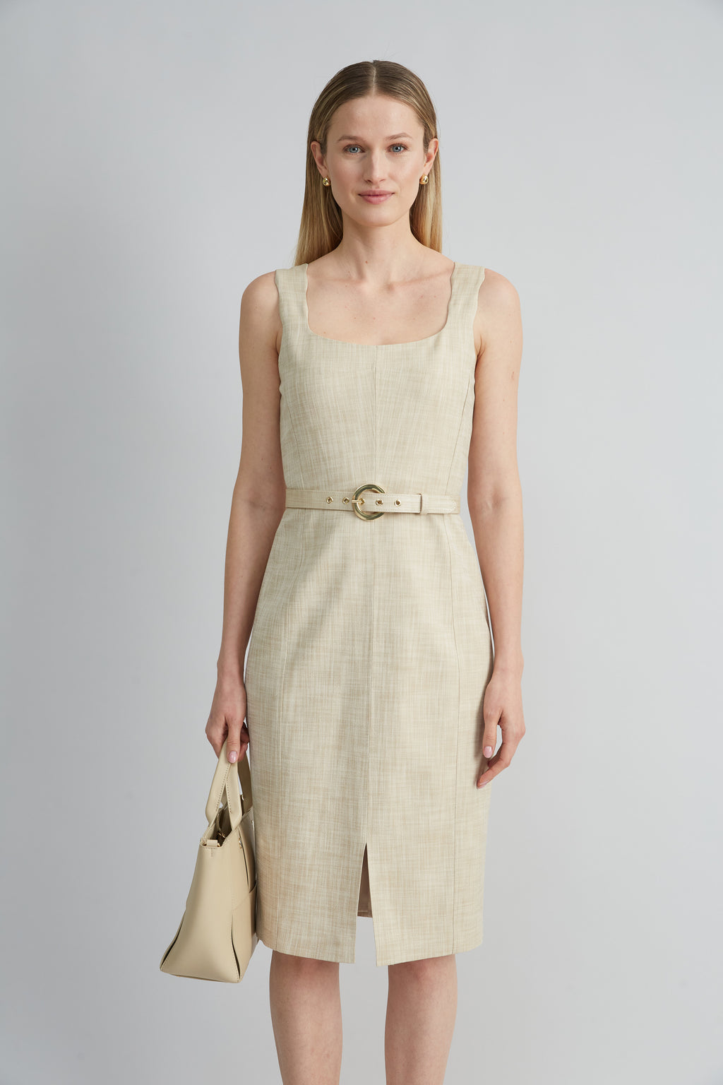 Women Scallop Melange Dress Cashew Melange | Elie Tahari