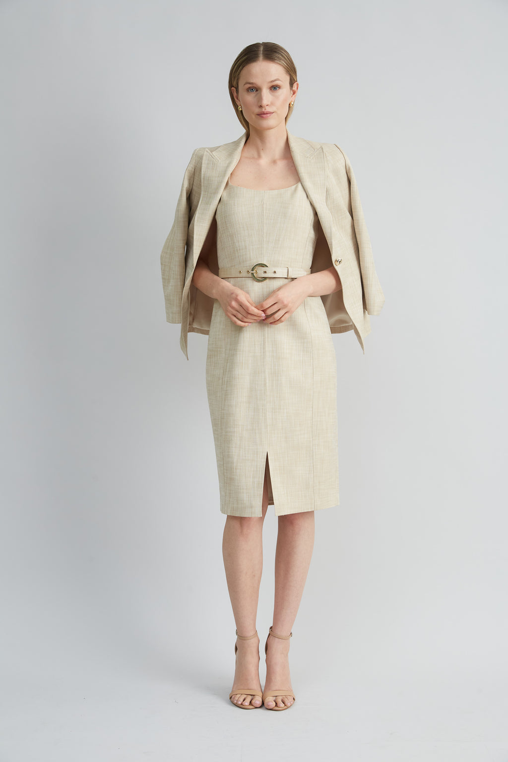 Women Scallop Melange Dress Cashew Melange | Elie Tahari