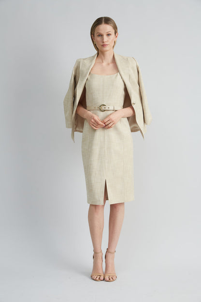 Women Scallop Melange Dress Cashew Melange | Elie Tahari