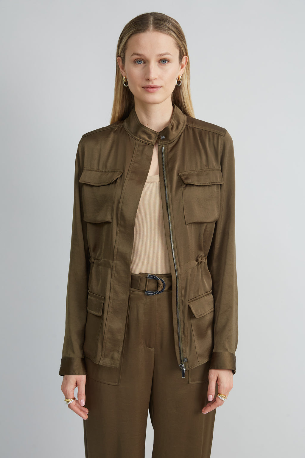Women Satin Utility Jacket  | Elie Tahari