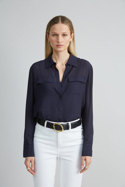 Women Silk Texture Utility Shirt  | Elie Tahari