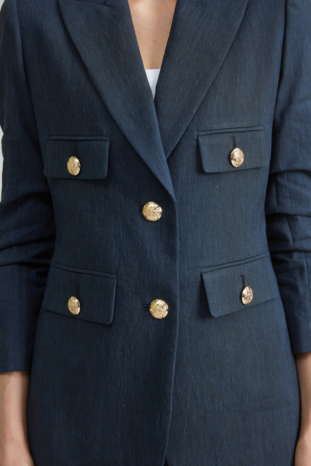 Women Linen Crest Button Blazer  | Elie Tahari