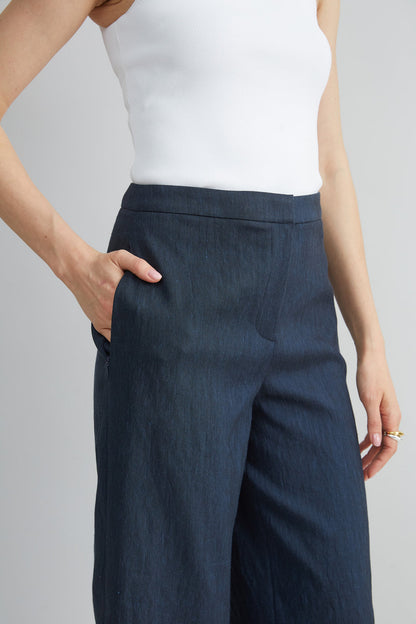 Women Linen Scallop Hem Pant  | Elie Tahari