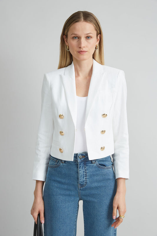 Women Cropped Linen Jacket  | Elie Tahari