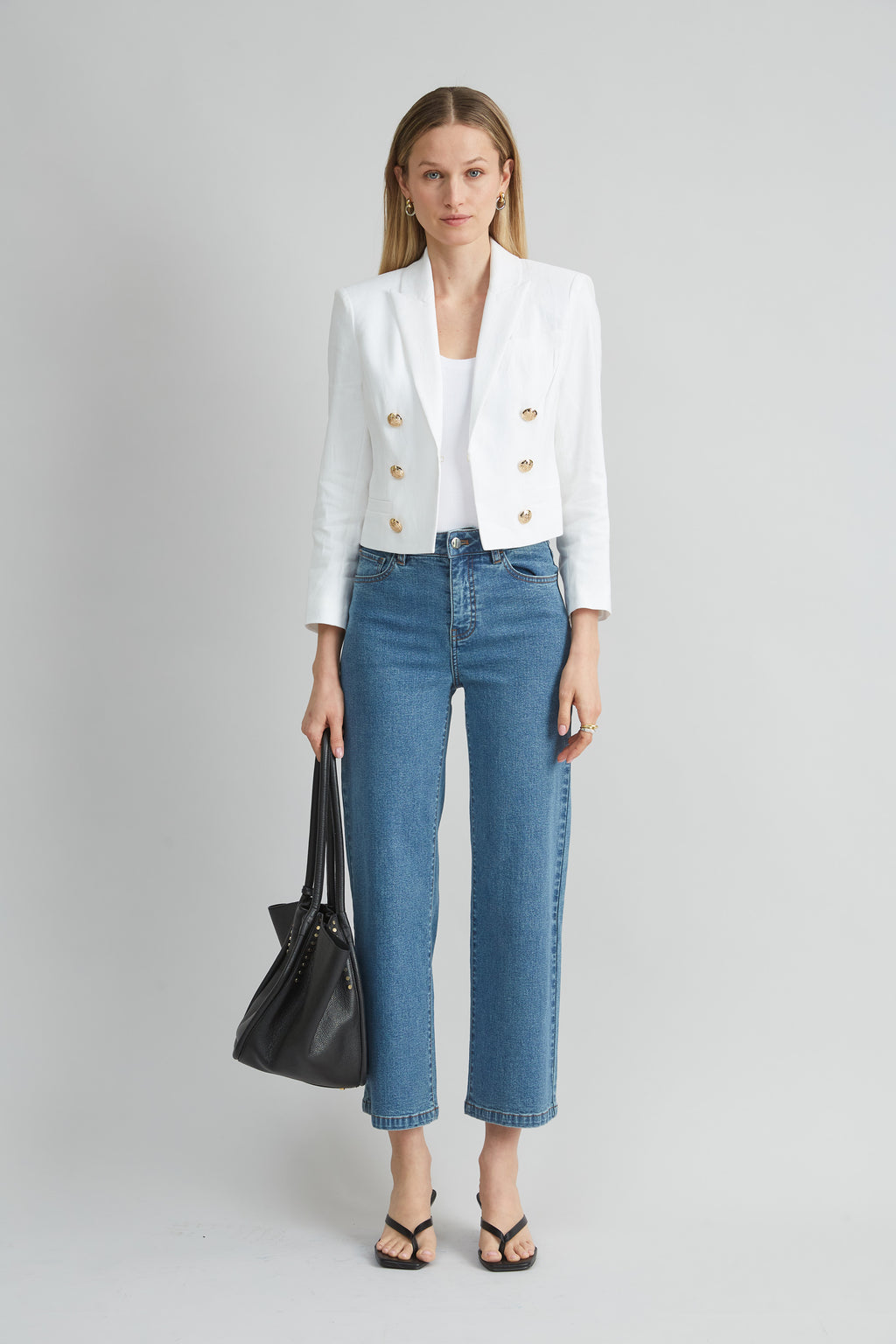 Women Cropped Linen Jacket  | Elie Tahari