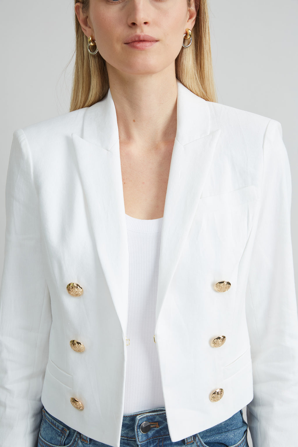 Women Cropped Linen Jacket  | Elie Tahari