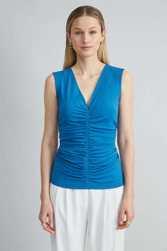Women Ruched V-Neck Jersey Knit  | Elie Tahari