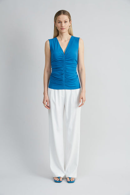 Women Ruched V-Neck Jersey Knit  | Elie Tahari