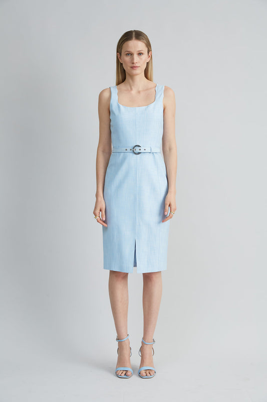 Women Scallop Melange Dress Mist Blue | Elie Tahari