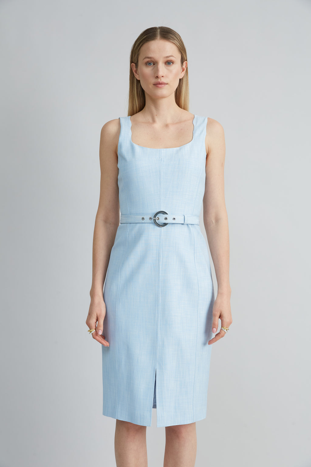 Women Scallop Melange Dress Mist Blue | Elie Tahari