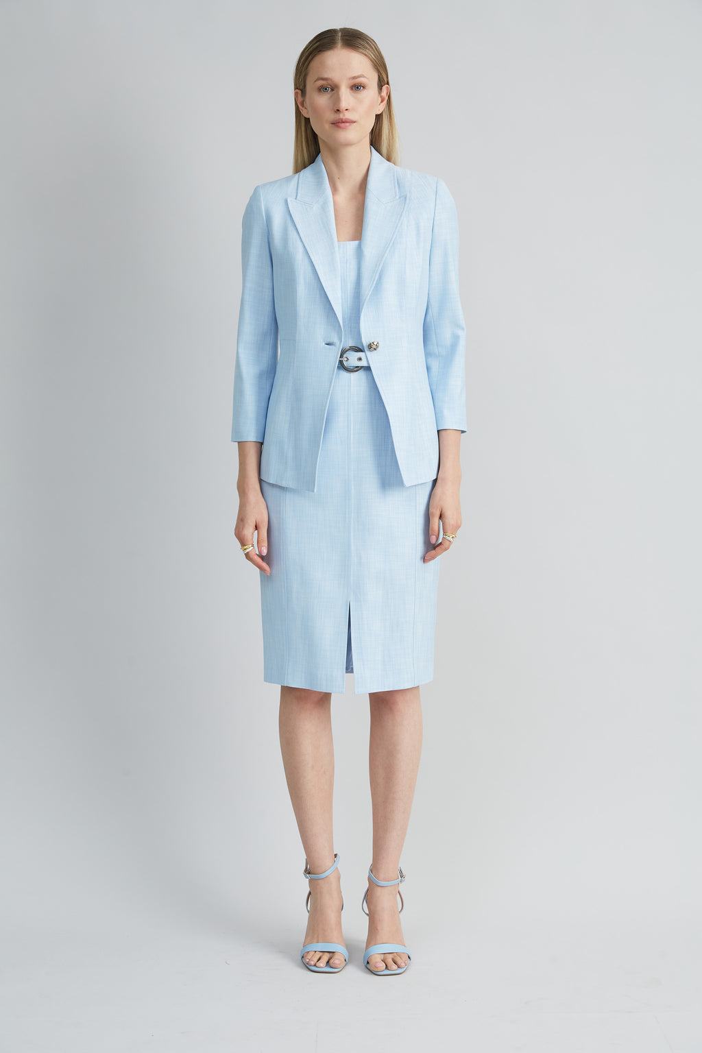 Women Scallop Melange Dress Mist Blue | Elie Tahari