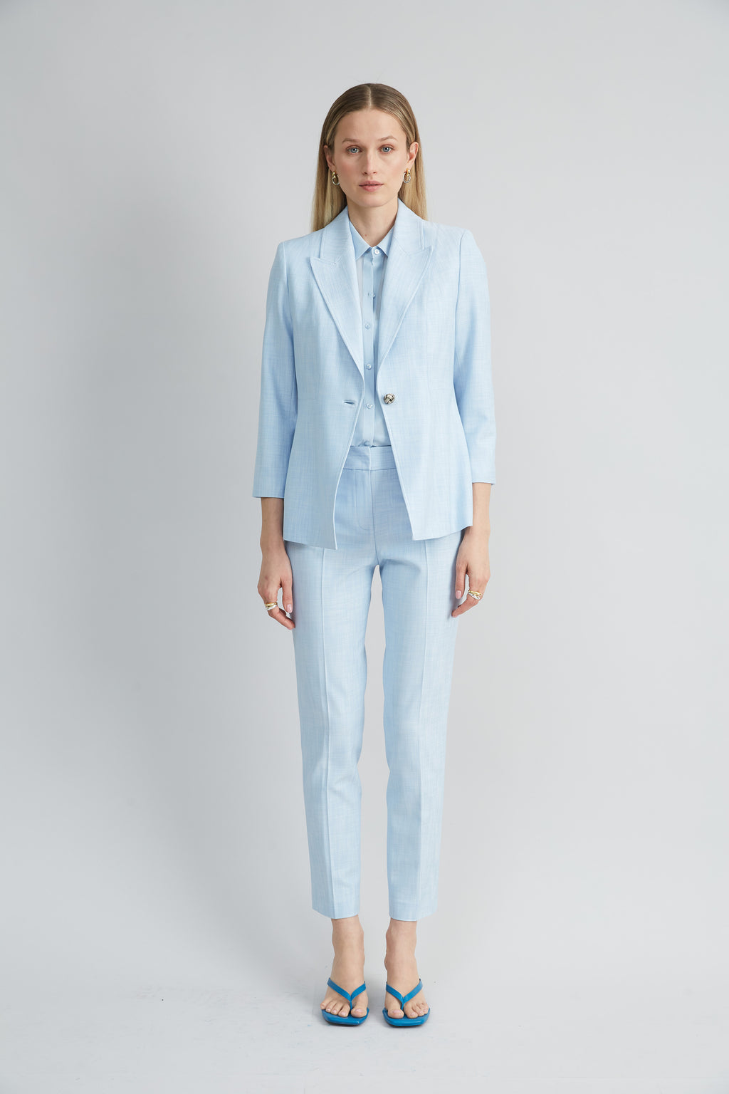 Women Melange Slim Pant Mist Blue | Elie Tahari