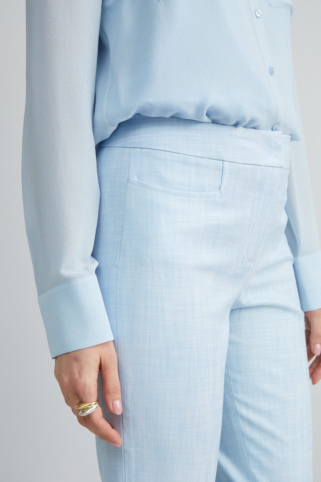 Women Melange Slim Pant Mist Blue | Elie Tahari