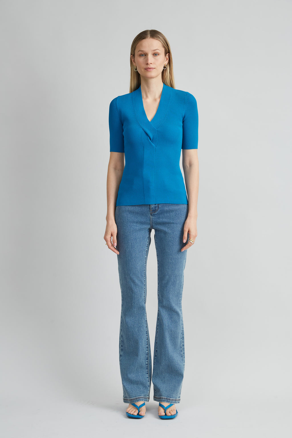 Women Short Sleeve Cable Twist Sweater  | Elie Tahari