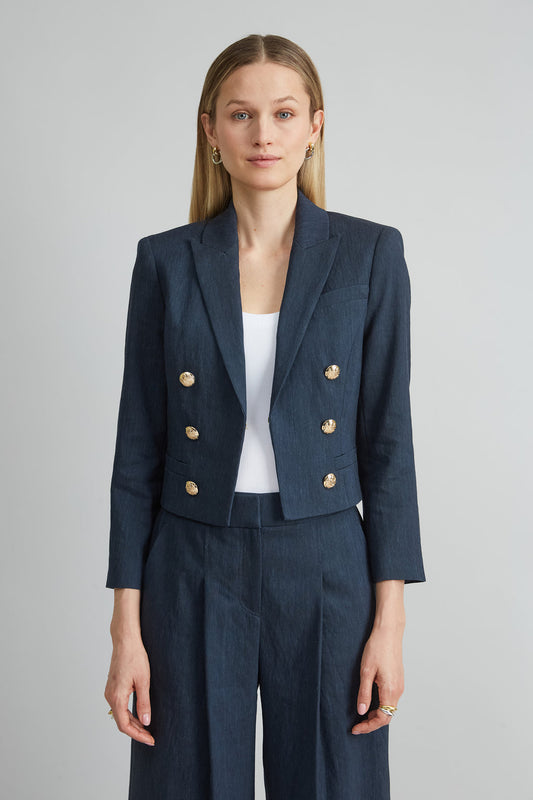Women Cropped Linen Jacket  | Elie Tahari