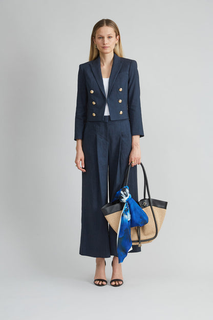 Women Cropped Linen Jacket  | Elie Tahari