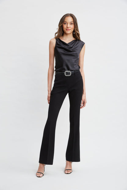 Women Satin Crystal Cowl Top Black-Black | Elie Tahari