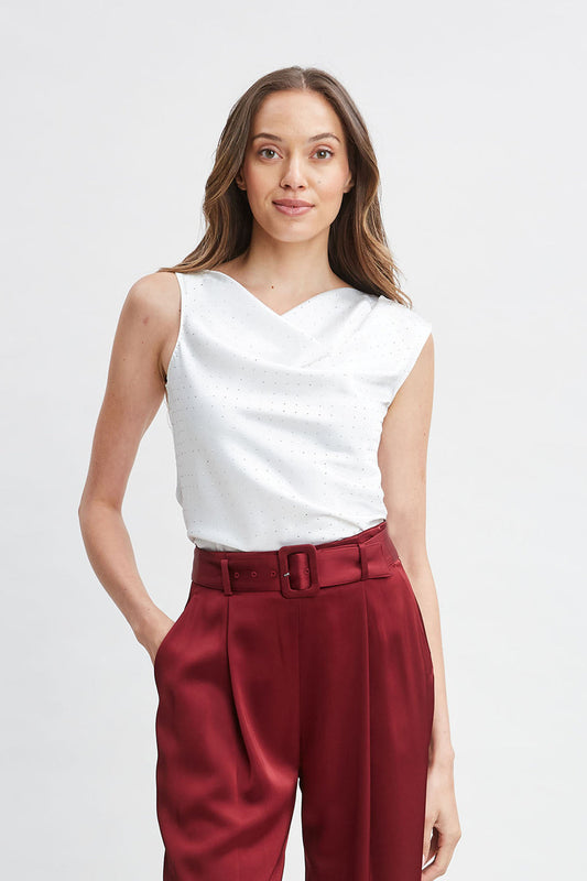 Women Satin Crystal Cowl Top  | Elie Tahari