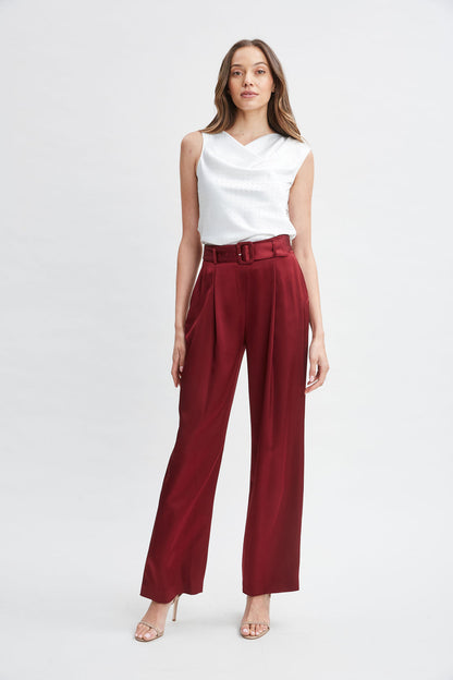 Women Satin Crystal Cowl Top  | Elie Tahari