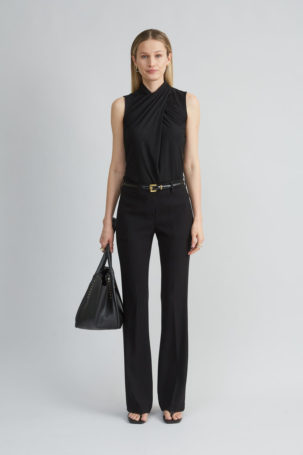 Women Sleeveless Twist Neck Knit Black | Elie Tahari