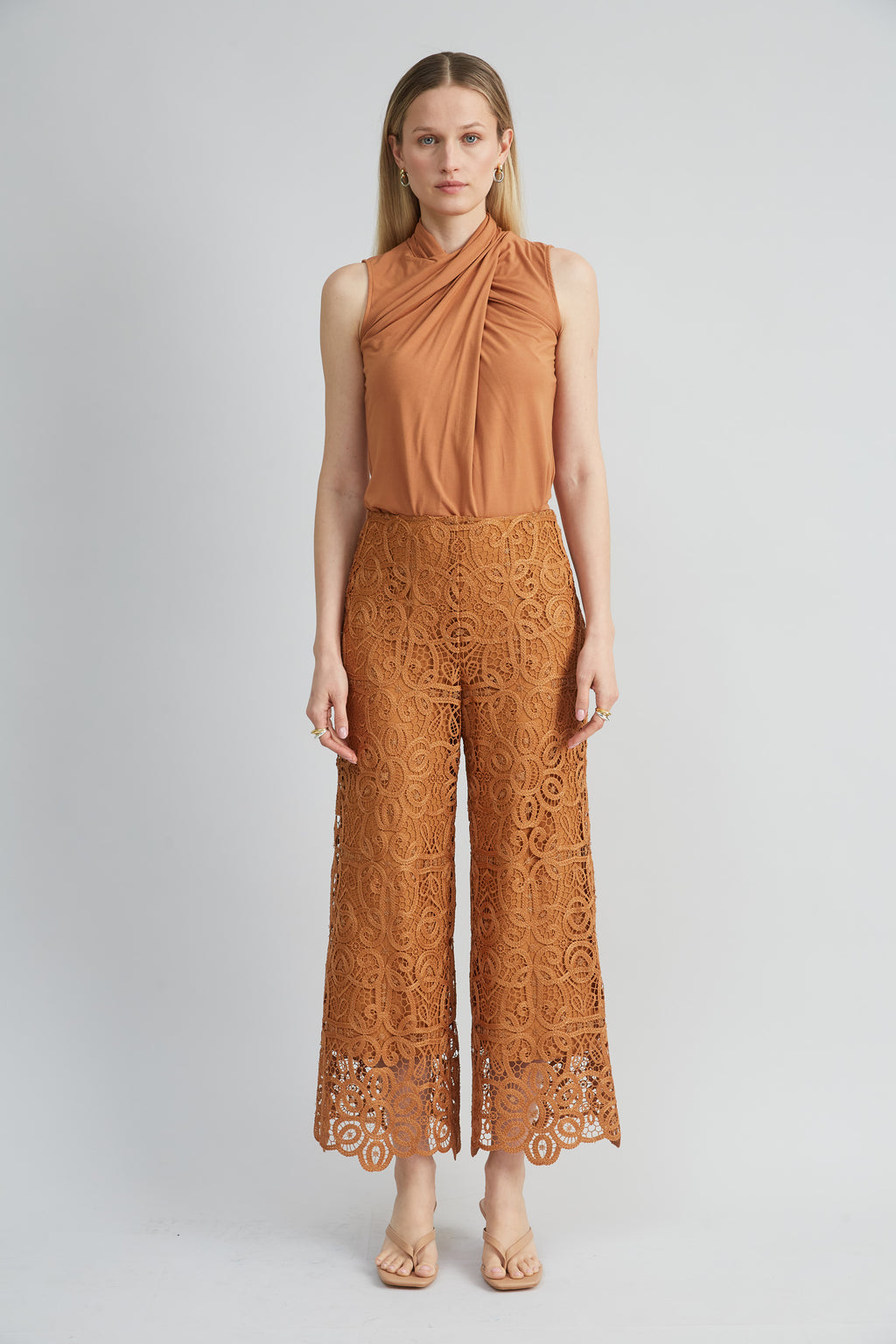 Women Sleeveless Twist Neck Knit Caramel | Elie Tahari