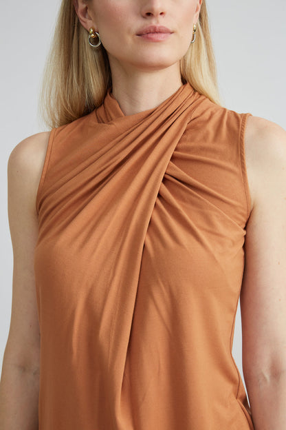 Women Sleeveless Twist Neck Knit Caramel | Elie Tahari