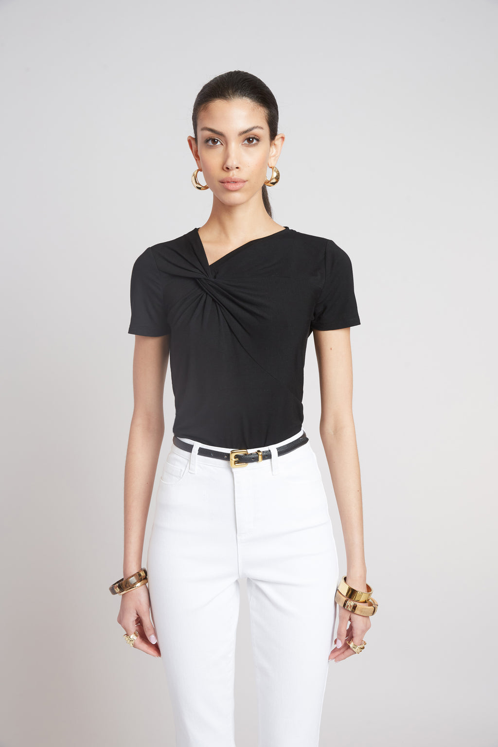 Women Asymmetric Knot T-Shirt  | Elie Tahari
