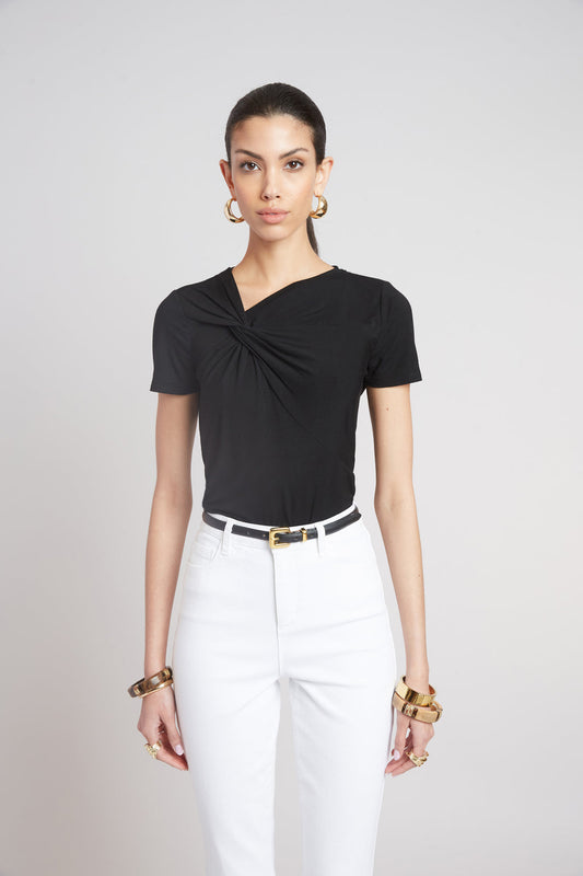 Women Asymmetric Knot T-Shirt  | Elie Tahari