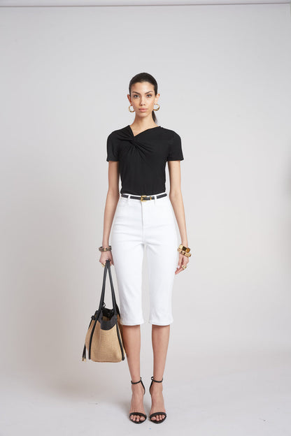Women Asymmetric Knot T-Shirt  | Elie Tahari