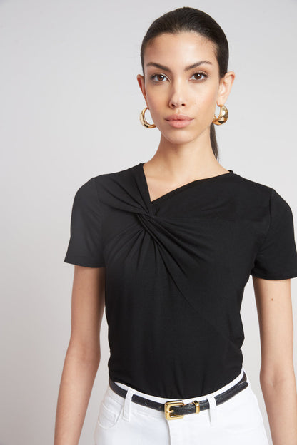 Women Asymmetric Knot T-Shirt  | Elie Tahari
