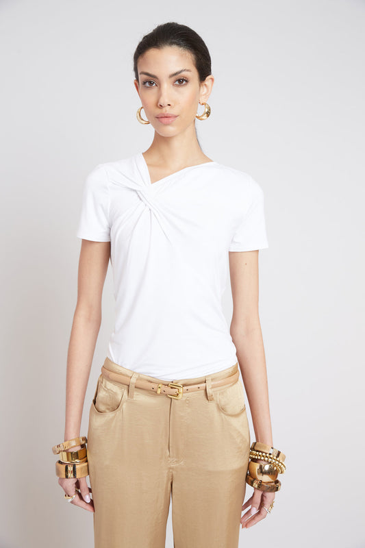 Women Asymmetric Knot T-Shirt  | Elie Tahari