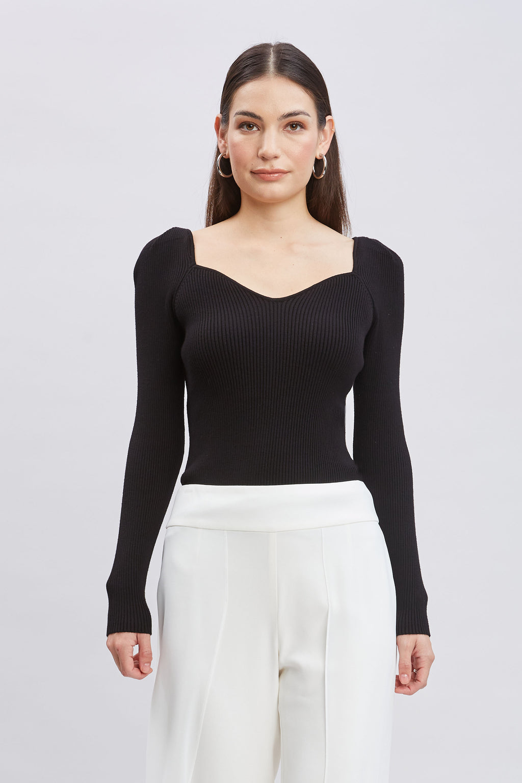 Women Contour Neck Rib Sweater  | Elie Tahari