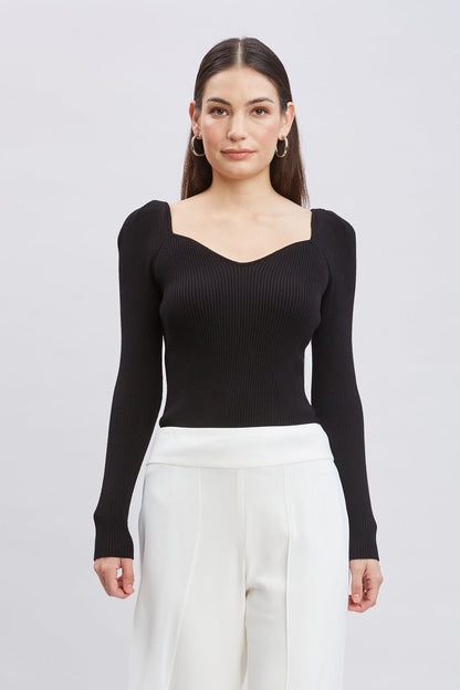 Women Contour Neck Rib Sweater  | Elie Tahari