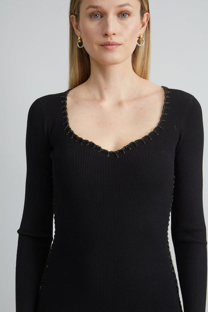 Women The Rib Knit Dress Noir | Elie Tahari