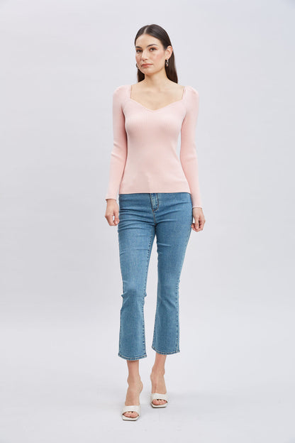 Women Contour Neck Rib Sweater  | Elie Tahari