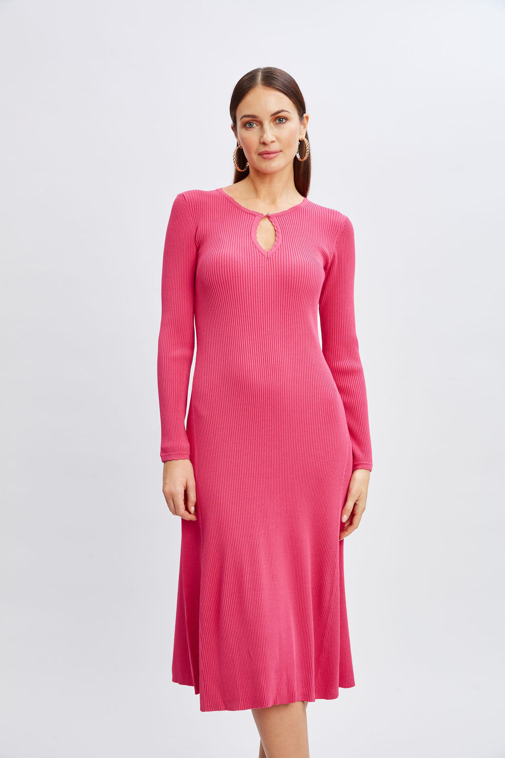 Women Scallop Keyhole Sweater Dress Haute Pink | Elie Tahari