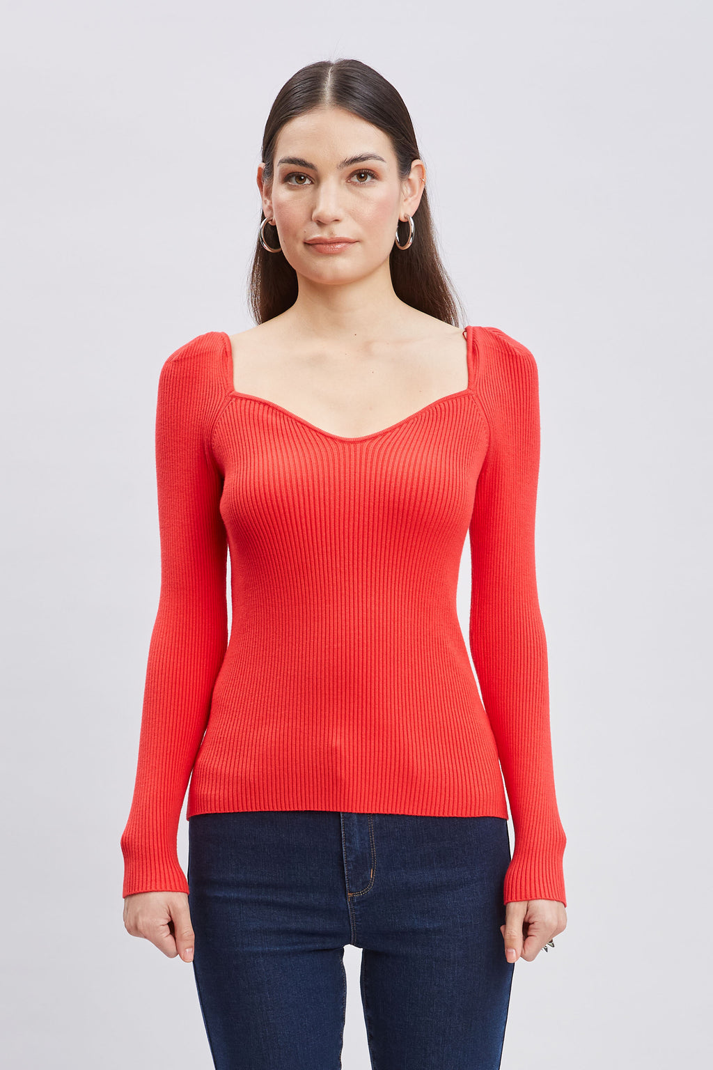 Women Contour Neck Rib Sweater  | Elie Tahari