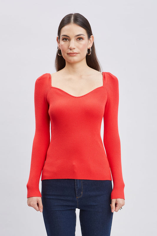 Women Contour Neck Rib Sweater  | Elie Tahari